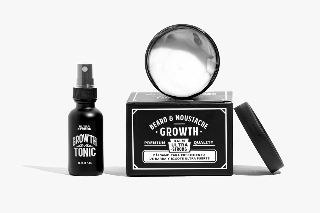 Kit de Crecimiento de Barba y Bigote Bálsamo Minoxidil 20% + 1 Tónico Ultra Fuerte